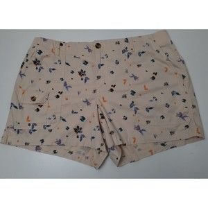NWT! Sonoma Women's Abstract Leaf Print Cotton/Spandex Beige Shorts Sz. 18